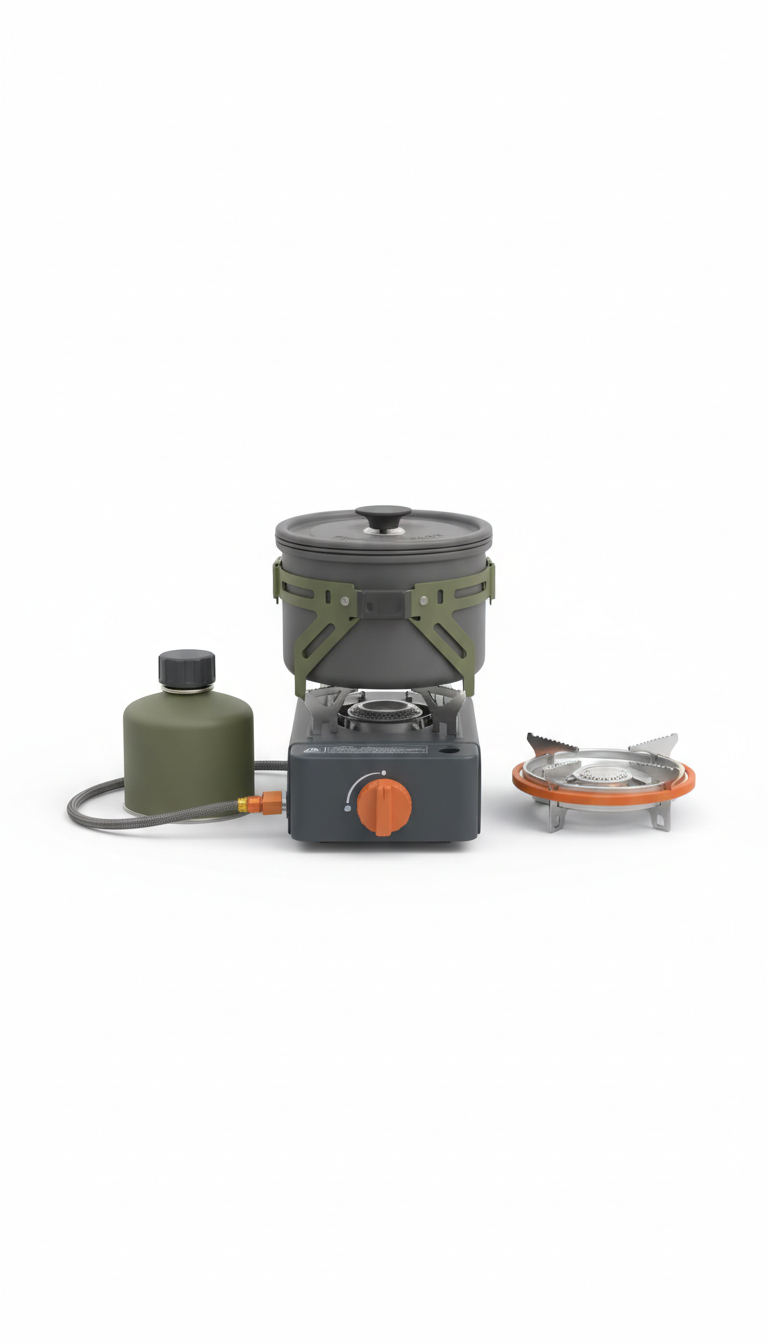Portable Camp Stove Set With Nesting Pots